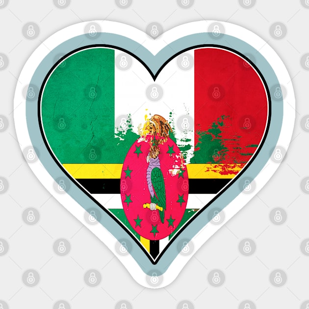Mexican and Dominica Heart Mix Heritage Flag Sticker by Just Rep It!!